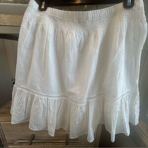 Madewell White Eyelet Tiered A-Line Skirt